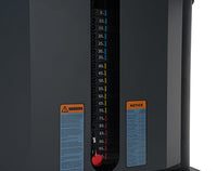 Insight Fitness SA Series Dual Adjustable Pulley - SA021 Tall black vertical object with measurement scale and warning labels on a dark background