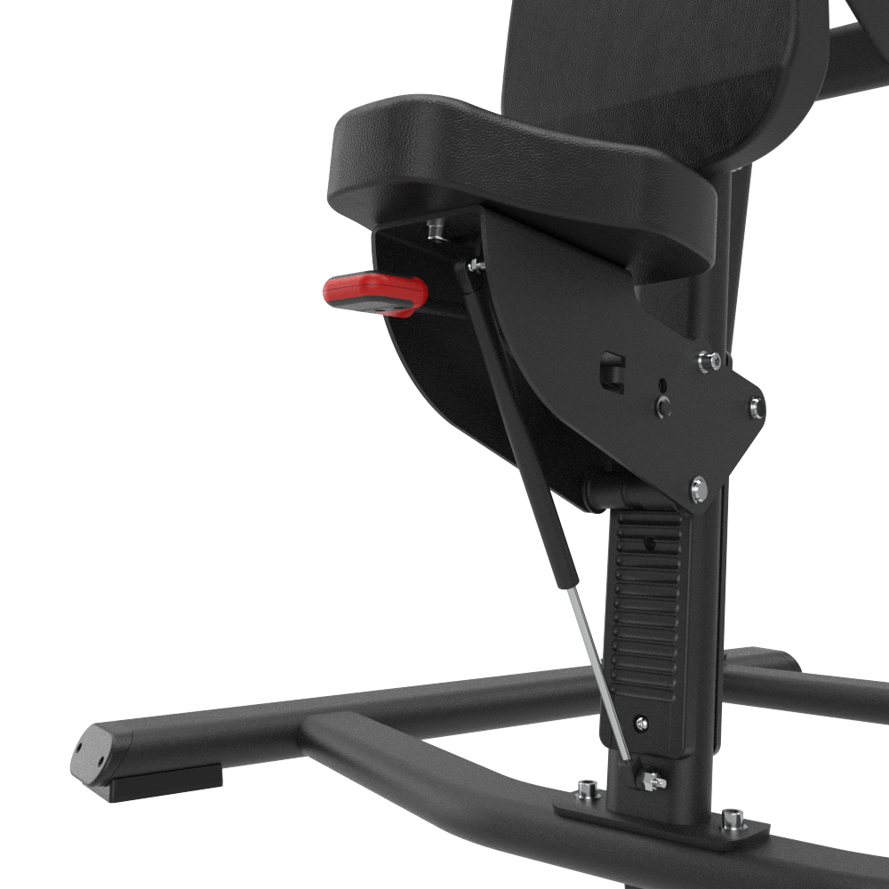 Close-up of a Insight Shoulder Press SH003 with a red component on a white background