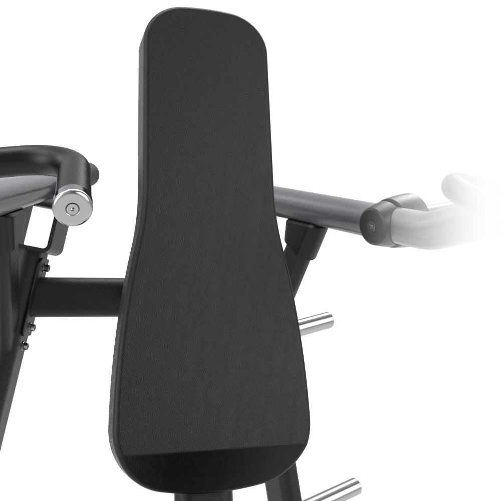 Black armrest of a Insight Shoulder Press SH003 with a white background