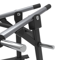 Close-up of a Insight Shoulder Press SH003 with metal bars on a white background