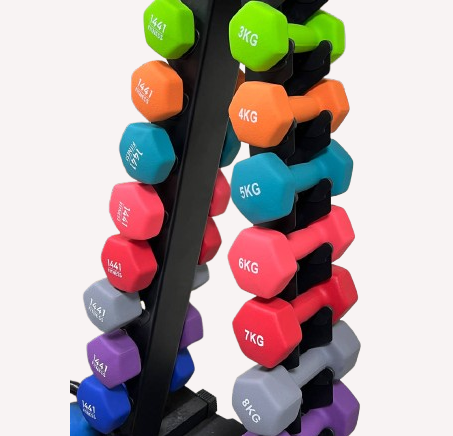 1441 Fitness Neopene Dumbbells Set 1 Kg to 10 Kg with Vertical Rack - Bundle Offer