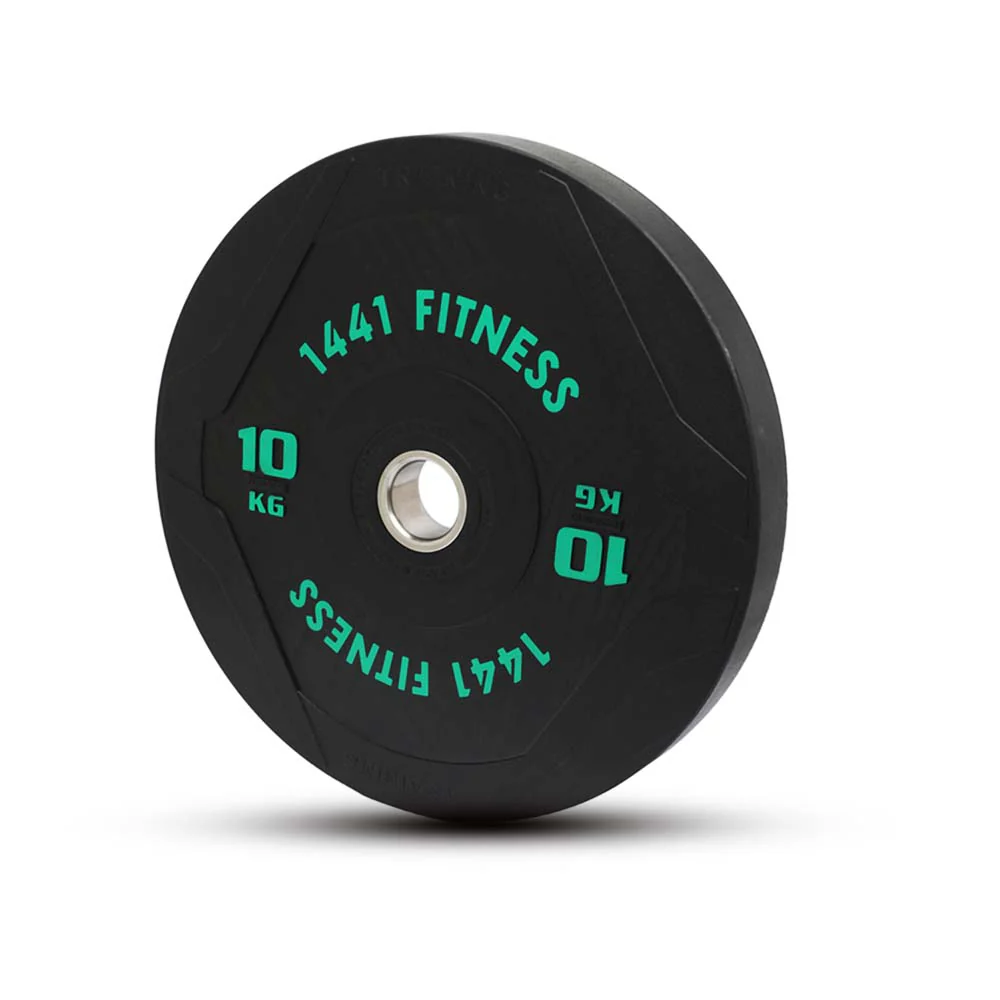 PU Black Bumper Plates with 7 Ft Bar - 80 Kg Set-10Kg
