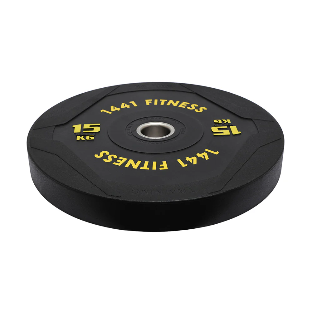 PU Black Bumper Plates with 7 Ft Bar - 80 Kg Set - 15KG