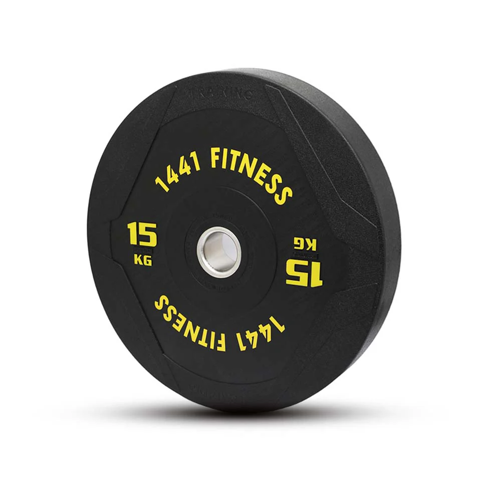 PU Black Bumper Plates with 7 Ft Bar - 80 Kg Set - 15KG