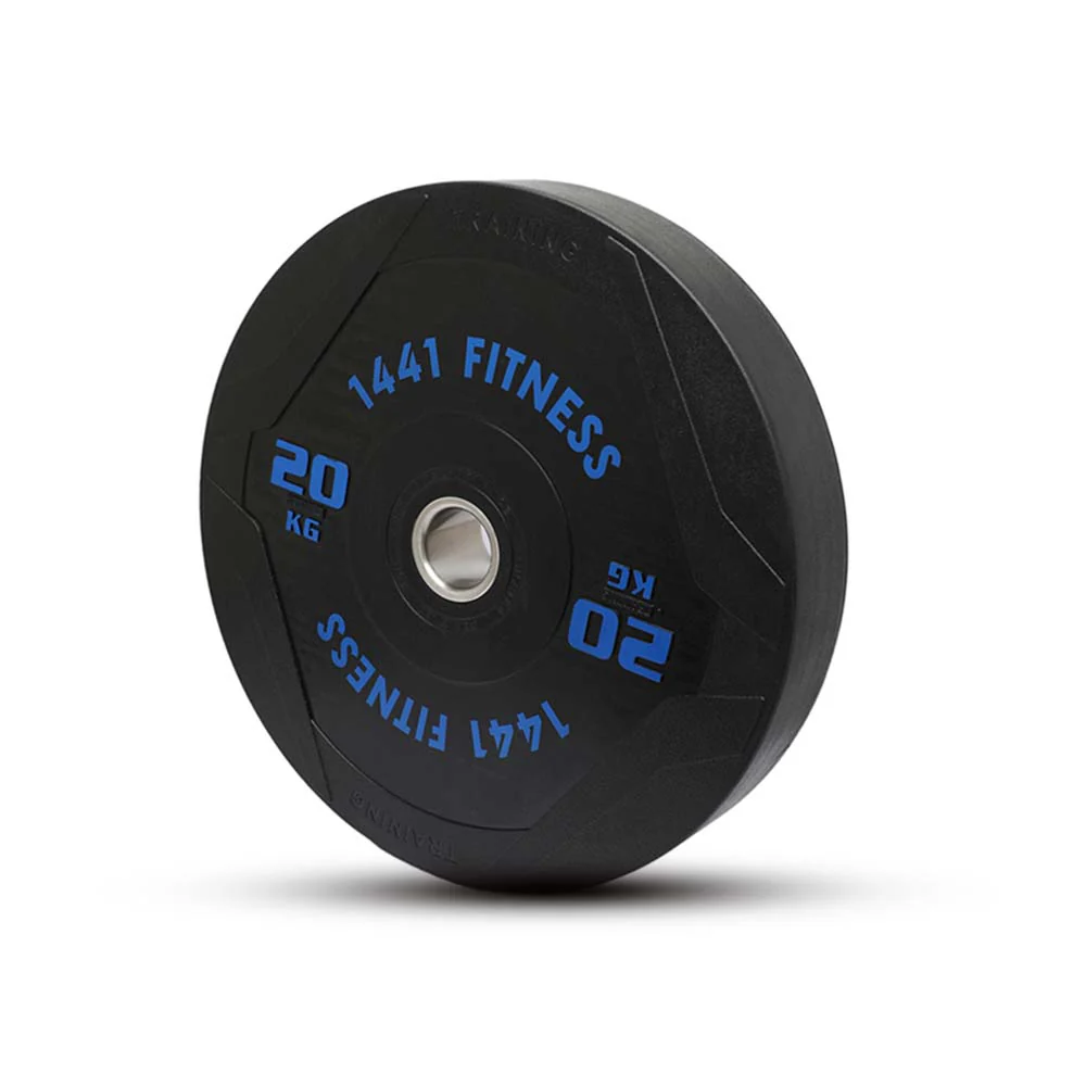 PU Black Bumper Plates with 7 Ft Bar - 120 Kg Set - Bundle Offer - 20KG