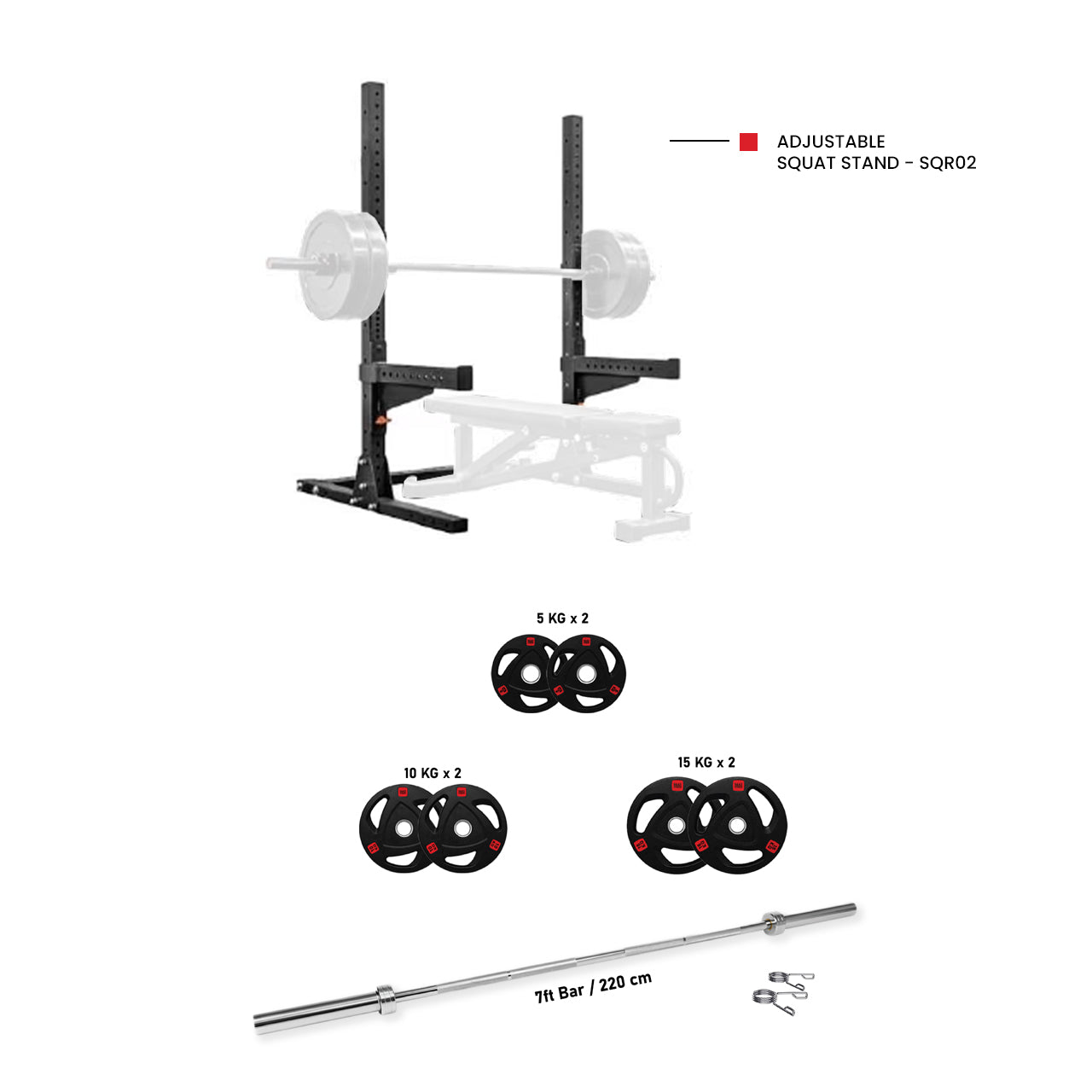 SQR02 Squat Rack Combo with Plate Set - Bundle Offer