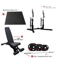 SQR03 Squat Rack Combo with Plate Set Bench and Flooring  - Bundle Offer