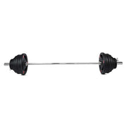  7 Ft Olympic Bar with Tri Grip Black Olympic Plates Set 160 kg
