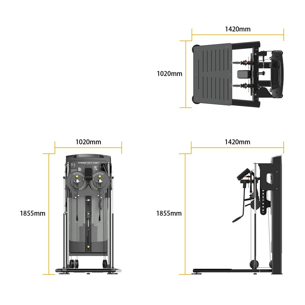 Insight Fitness Standing Multi Flight - BE8034 dimensions labeled on a white background