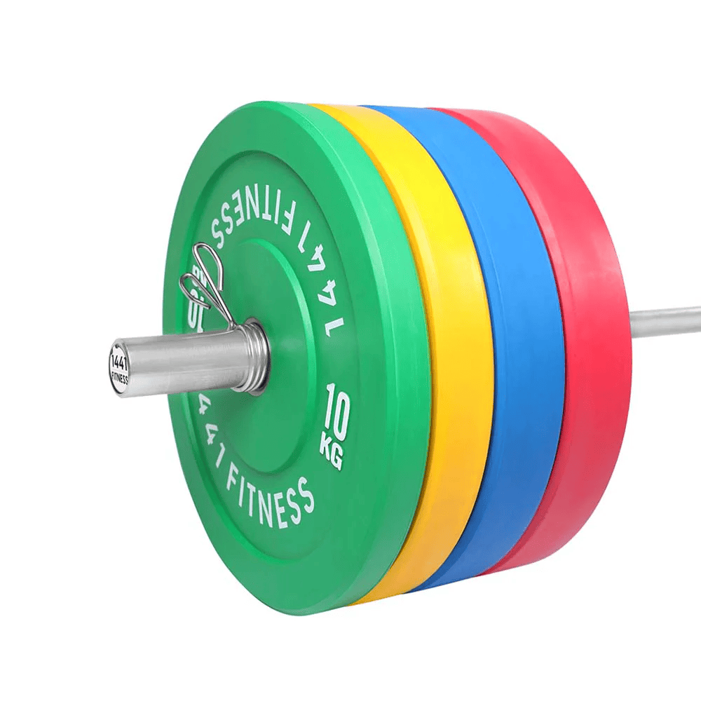 Premium Color Bumper Plates with 7 Ft Olympic Bar - 120 Kg Set - Bundle Offer
