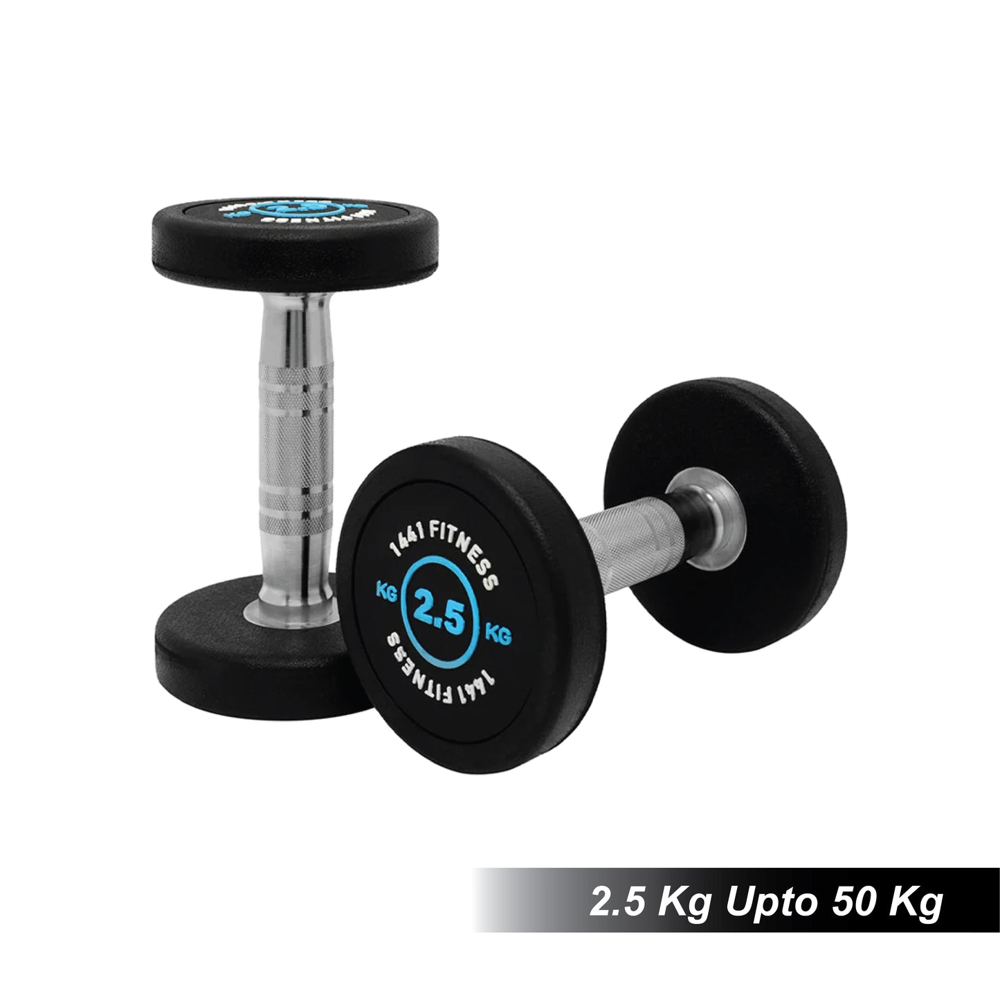 1441 Fitness Premium Rubber Round Dumbbells 2.5 to 50 kg - Blue (Sold as Pair) | Prosportsae