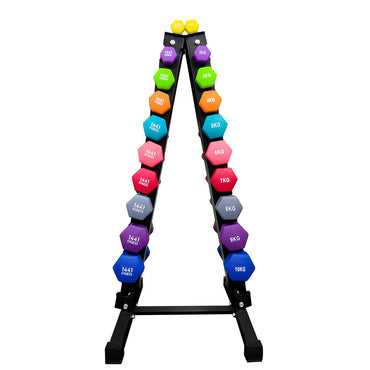 1441 Fitness Neoprene Dumbbells Set 1 Kg to 10 Kg with Vertical Rack - Bundle Offer