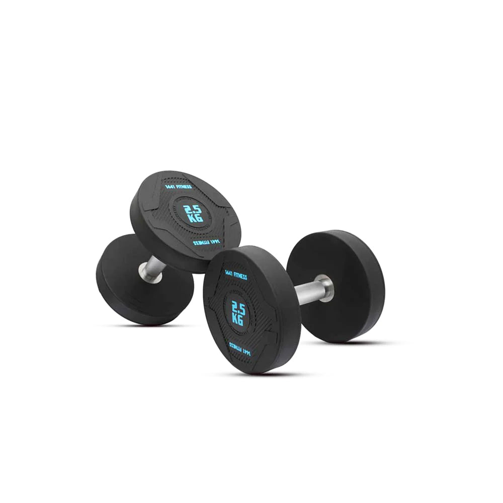 PU Round Dumbbell Set 2.5 KG to 20 KG with 3 Tier Rack - Bundle Offer

