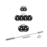  6 ft Olympic Bar with Tri Grip Black Olympic Plates Set