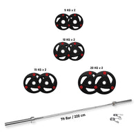 1441 Fitness 7 Ft Olympic Bar with Tri Grip Black Olympic Plates Set| 120 kg
