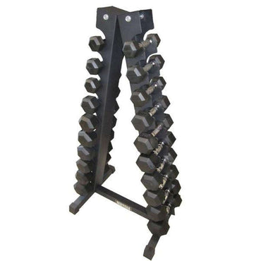 Hex dumbbell set with rack