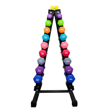 1441 Fitness Neoprene Dumbbells with Rack - 1 Kg to 10 Kg