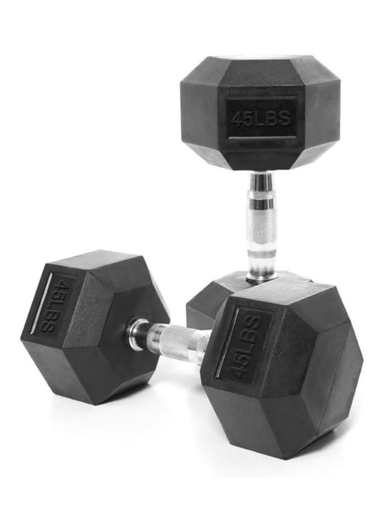 Prosportsae Rubber Hex Dumbbells 5 to 50 Pounds - Sold In Pairs (2 Pcs)