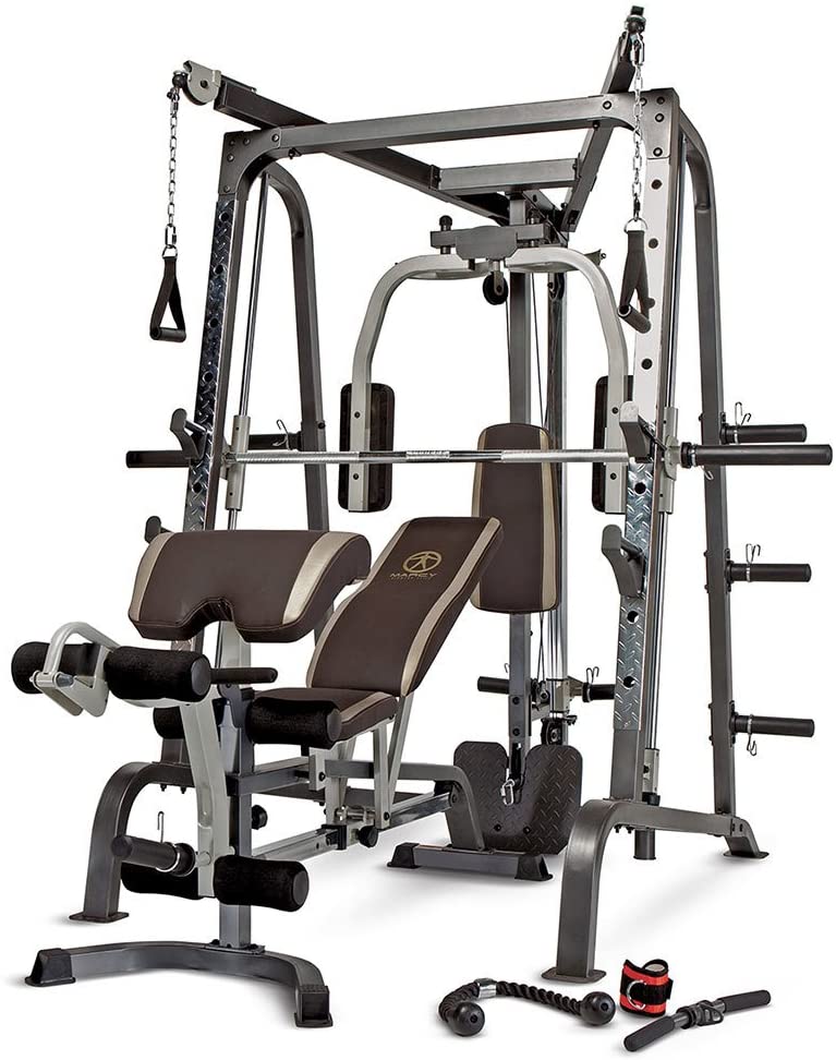 Marcy MD-9010G Home Gym Smith Machine with Weight Bench
