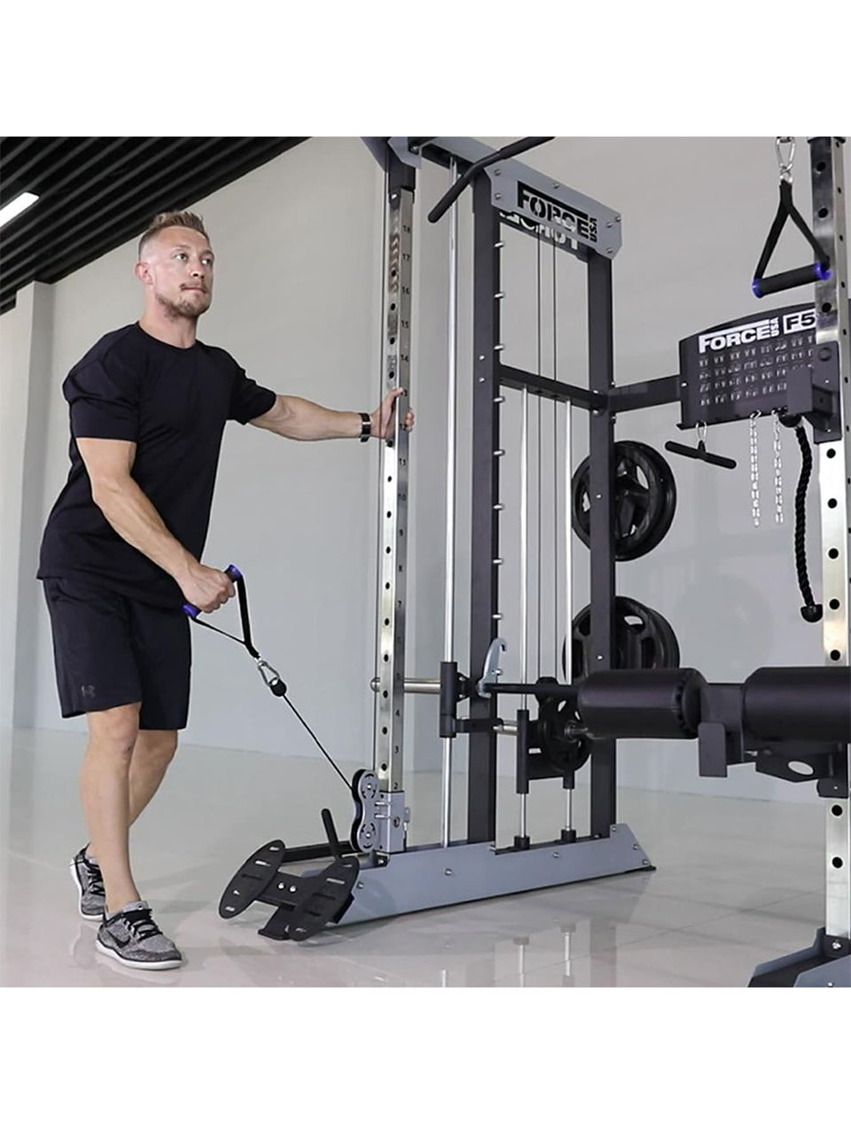 Force USA F50 All In One Plate Loaded Functional Trainer (15kg Barbell Included)