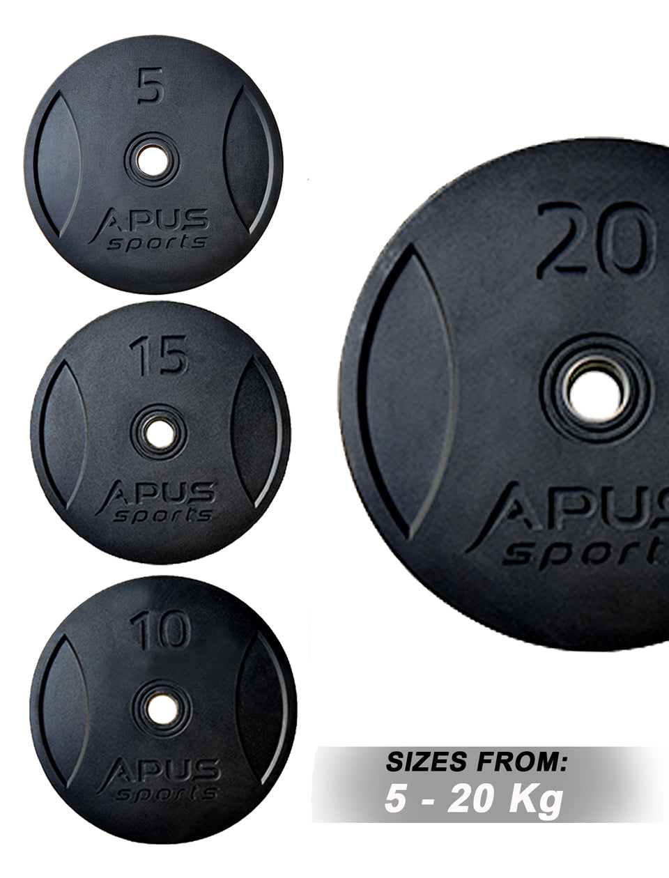 Apus Premium Olympic Bumper Plates 5 KG - 20 KG (Sold as Per Piece) with 1 Year Warranty