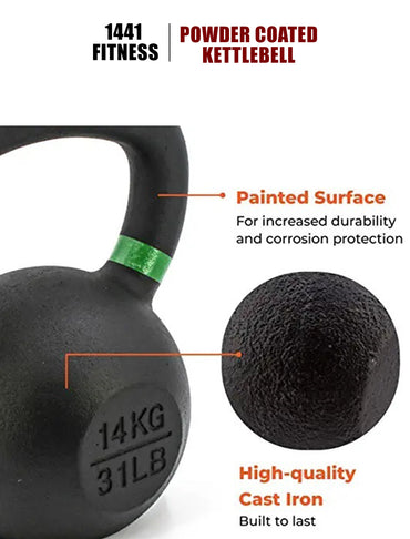 Powder Coated Cast Iron KettleBell | 4 to 40 kg | 1441 Fitness