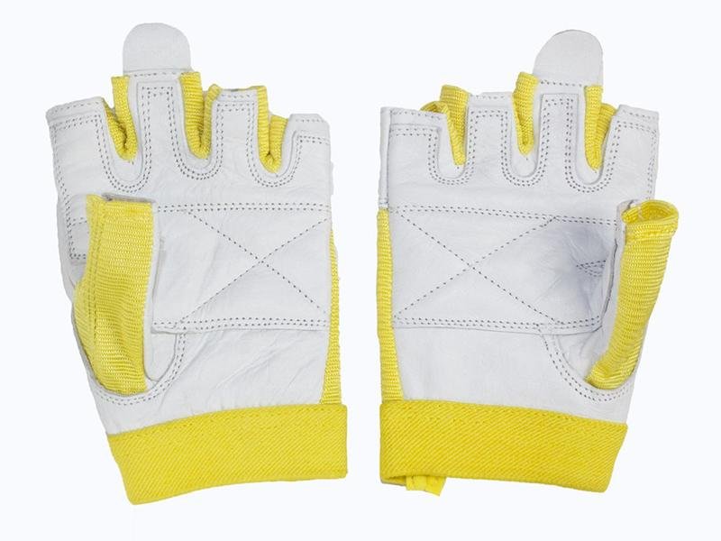 Grizzly Paw Premium Leather Padded Weight Training Gloves for Women - Yellow - Prosportsae.com