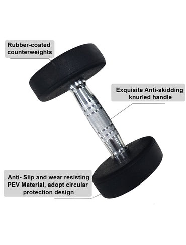 1441 Fitness Rubber Round Dumbbells - 